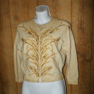 Vintage 1950's  Gene Shelly’s Boutique Internationale Beaded Cardigan Size 40